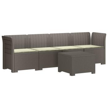 4-Sitzer Gartensofa mit Kissen Rattan Look PP Hellgrau