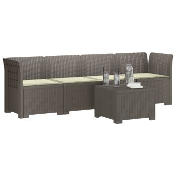 4-Sitzer Gartensofa mit Kissen Rattan Look PP Hellgrau