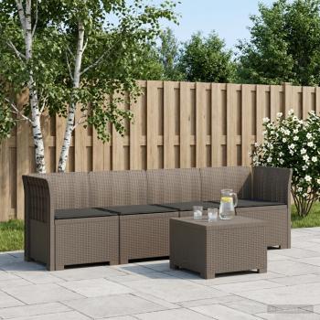 ARDEBO.de - 4-Sitzer Gartensofa mit Kissen Rattan Look PP Hellgrau