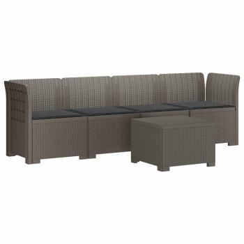 4-Sitzer Gartensofa mit Kissen Rattan Look PP Hellgrau