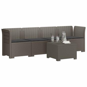4-Sitzer Gartensofa mit Kissen Rattan Look PP Hellgrau