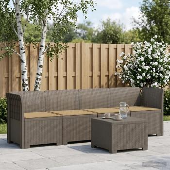 ARDEBO.de - 4-Sitzer Gartensofa mit Kissen Rattan Look PP Hellgrau