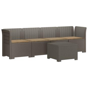 4-Sitzer Gartensofa mit Kissen Rattan Look PP Hellgrau