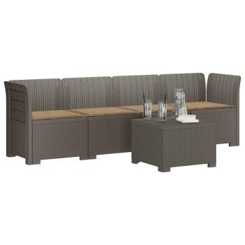 4-Sitzer Gartensofa mit Kissen Rattan Look PP Hellgrau