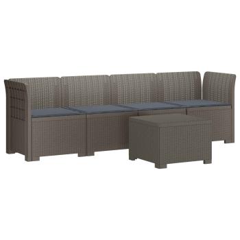 4-Sitzer Gartensofa mit Kissen Rattan Look PP Hellgrau