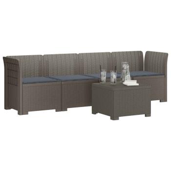 4-Sitzer Gartensofa mit Kissen Rattan Look PP Hellgrau
