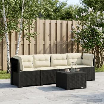 ARDEBO.de - 4-Sitzer Gartensofa mit Kissen Rattan Look PP Anthrazit