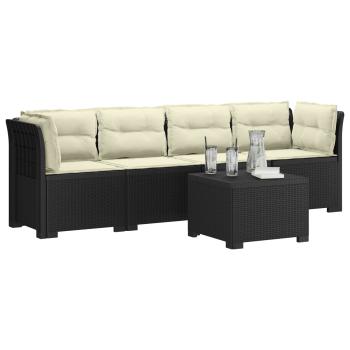 4-Sitzer Gartensofa mit Kissen Rattan Look PP Anthrazit