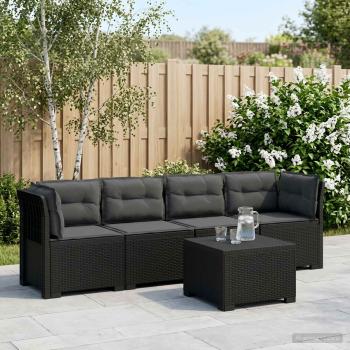 ARDEBO.de - 4-Sitzer Gartensofa mit Kissen Rattan Look PP Anthrazit