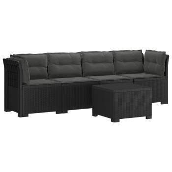 4-Sitzer Gartensofa mit Kissen Rattan Look PP Anthrazit