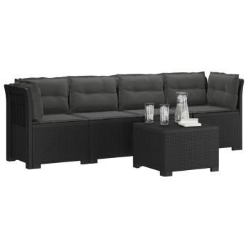 4-Sitzer Gartensofa mit Kissen Rattan Look PP Anthrazit
