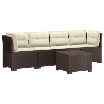 4-Sitzer Gartensofa mit Kissen Rattan Look PP Braun