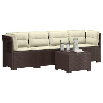4-Sitzer Gartensofa mit Kissen Rattan Look PP Braun