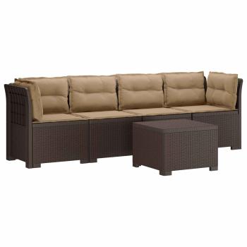 4-Sitzer Gartensofa mit Kissen Rattan Look PP Braun