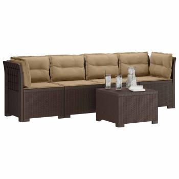 4-Sitzer Gartensofa mit Kissen Rattan Look PP Braun