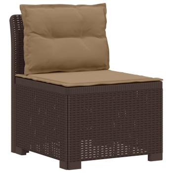 4-Sitzer Gartensofa mit Kissen Rattan Look PP Braun