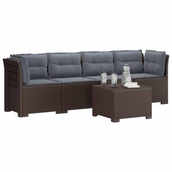 4-Sitzer Gartensofa mit Kissen Rattan Look PP Braun