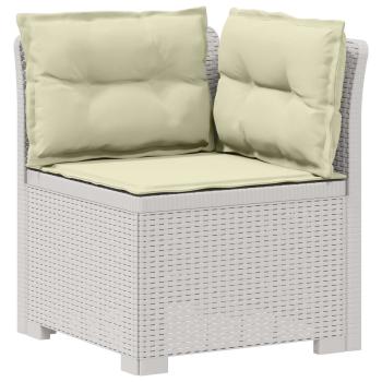 4-Sitzer Gartensofa mit Kissen Rattan Look PP Weiß
