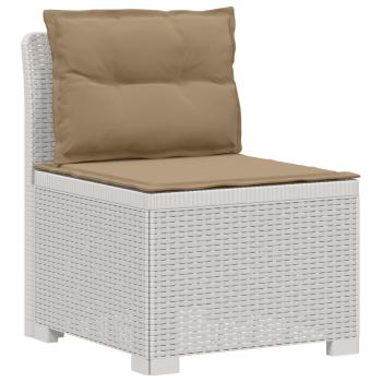 4-Sitzer Gartensofa mit Kissen Rattan Look PP Weiß