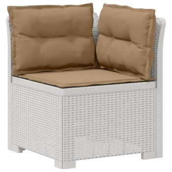 4-Sitzer Gartensofa mit Kissen Rattan Look PP Weiß