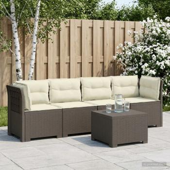 ARDEBO.de - 4-Sitzer Gartensofa mit Kissen Rattan Look PP Hellgrau
