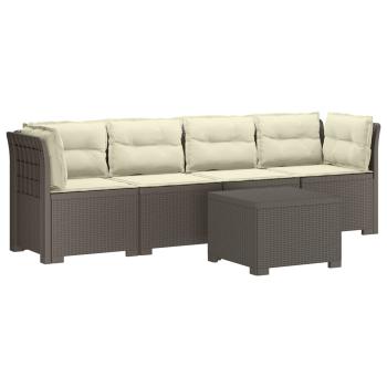 4-Sitzer Gartensofa mit Kissen Rattan Look PP Hellgrau