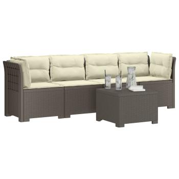4-Sitzer Gartensofa mit Kissen Rattan Look PP Hellgrau