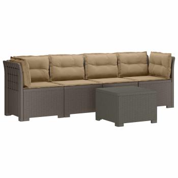 4-Sitzer Gartensofa mit Kissen Rattan Look PP Hellgrau
