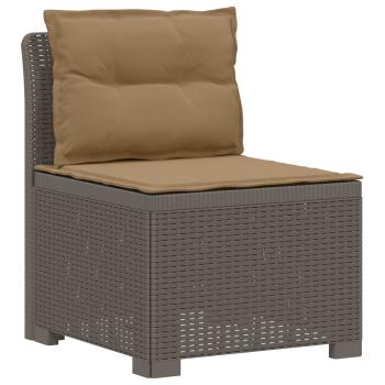 4-Sitzer Gartensofa mit Kissen Rattan Look PP Hellgrau