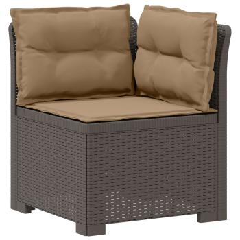 4-Sitzer Gartensofa mit Kissen Rattan Look PP Hellgrau