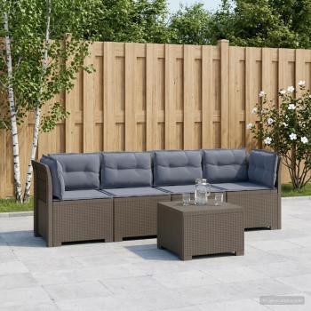 ARDEBO.de - 4-Sitzer Gartensofa mit Kissen Rattan Look PP Hellgrau