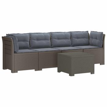 4-Sitzer Gartensofa mit Kissen Rattan Look PP Hellgrau