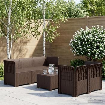 ARDEBO.de - 5-Sitzer Gartensofa Rattan-Look PP Braun