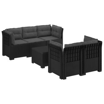 ARDEBO.de - 5-Sitzer Gartensofa mit Kissen Rattan-Look PP Anthrazit