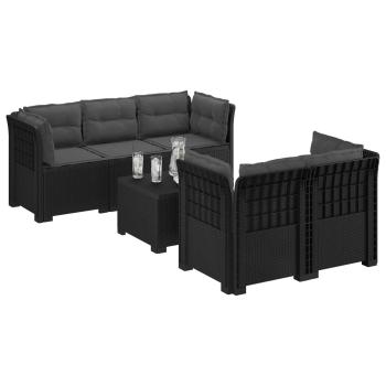 5-Sitzer Gartensofa mit Kissen Rattan-Look PP Anthrazit