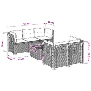 5-Sitzer Gartensofa mit Kissen Rattan-Look PP Anthrazit