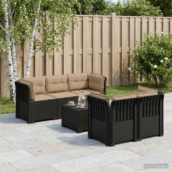 ARDEBO.de - 5-Sitzer Gartensofa mit Kissen Rattan-Look PP Anthrazit