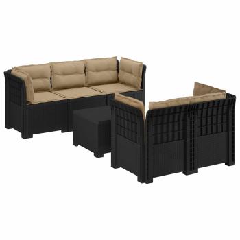 5-Sitzer Gartensofa mit Kissen Rattan-Look PP Anthrazit