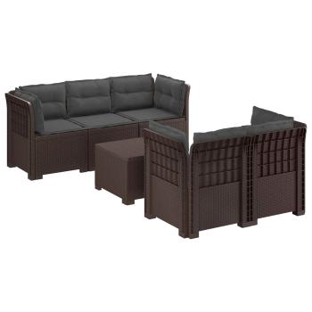 5-Sitzer Gartensofa mit Kissen Rattan-Look PP Braun