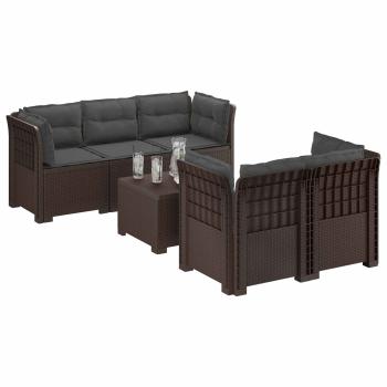 5-Sitzer Gartensofa mit Kissen Rattan-Look PP Braun