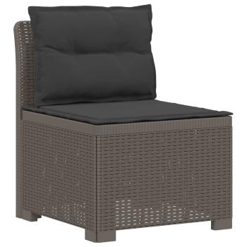 5-Sitzer Gartensofa mit Kissen Rattan-Look PP Hellgrau
