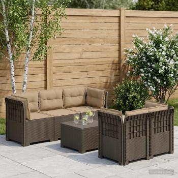 ARDEBO.de - 5-Sitzer Gartensofa mit Kissen Rattan-Look PP Hellgrau