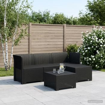 ARDEBO.de - 4-Sitzer Garten Sofa Rattan Look PP Anthrazit
