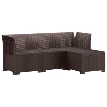 ARDEBO.de - 4-Sitzer Garten Sofa Rattan Look PP Braun