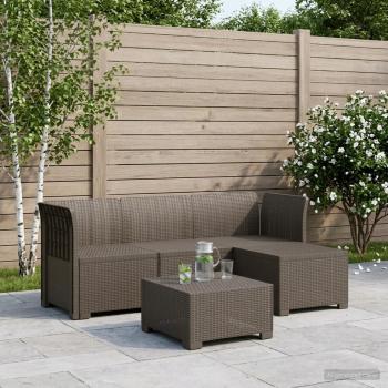 ARDEBO.de - 4-Sitzer Garten Sofa Rattan Look PP Hellgrau