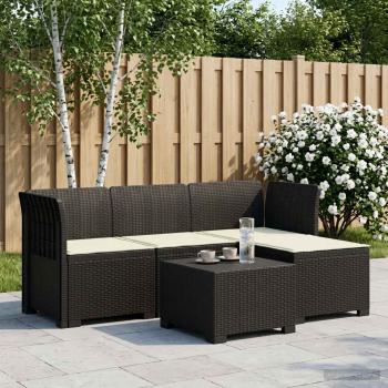 ARDEBO.de - 4-Sitzer Garten Sofa mit Kissen Rattan Look PP Anthrazit