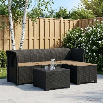 ARDEBO.de - 4-Sitzer Garten Sofa mit Kissen Rattan Look PP Anthrazit