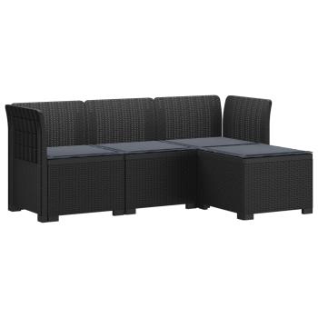 4-Sitzer Garten Sofa mit Kissen Rattan Look PP Anthrazit