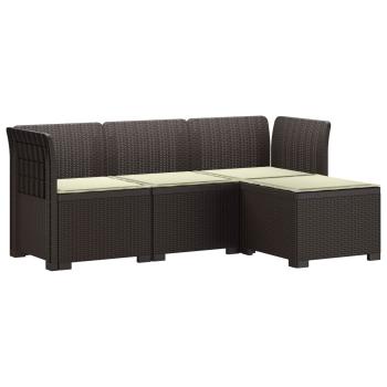 ARDEBO.de - 4-Sitzer Garten Sofa mit Kissen Rattan Look PP Braun