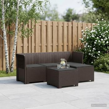 ARDEBO.de - 4-Sitzer Garten Sofa mit Kissen Rattan Look PP Braun